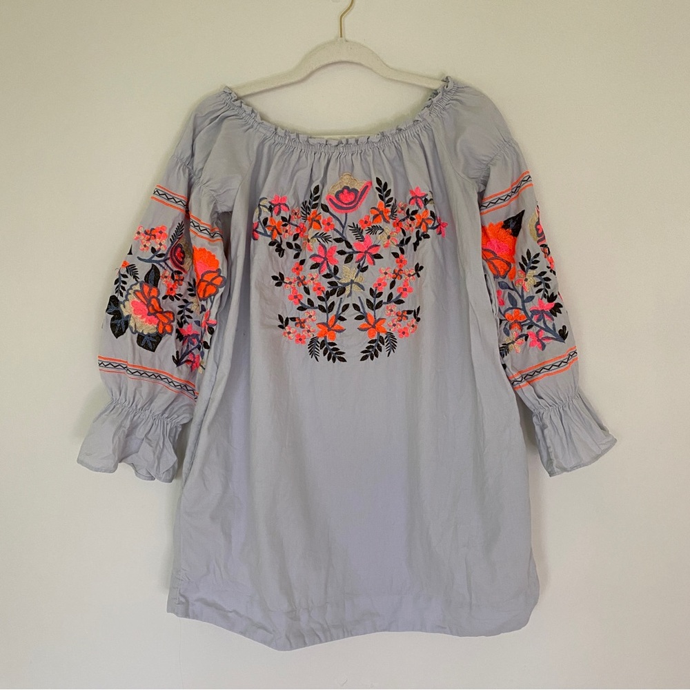 Free People Fleur du Jour Boho Style Floral Embroidery Dress, Size XS
